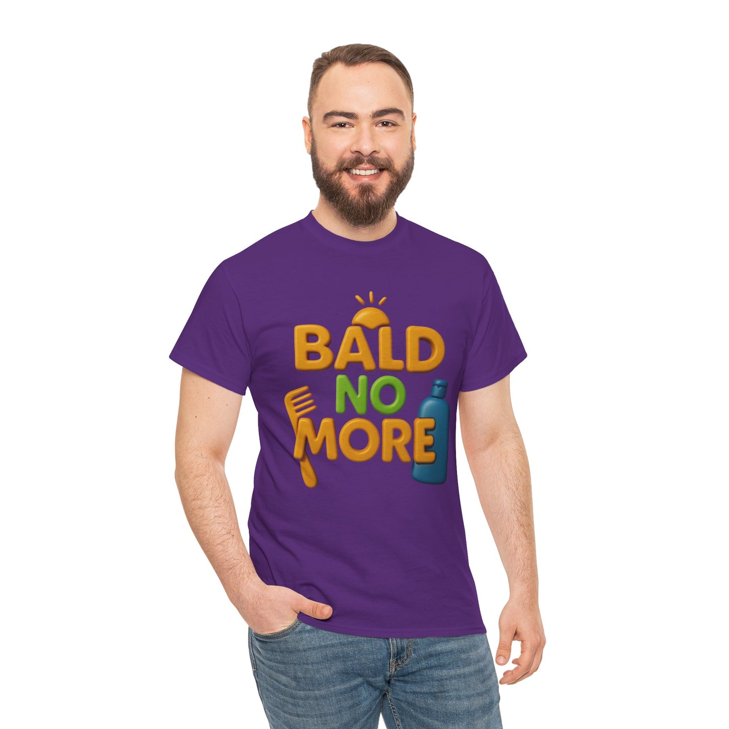 Bald No More Unisex Heavy Cotton Tee - Fun Graphic Shirt for Hair Enthusiasts