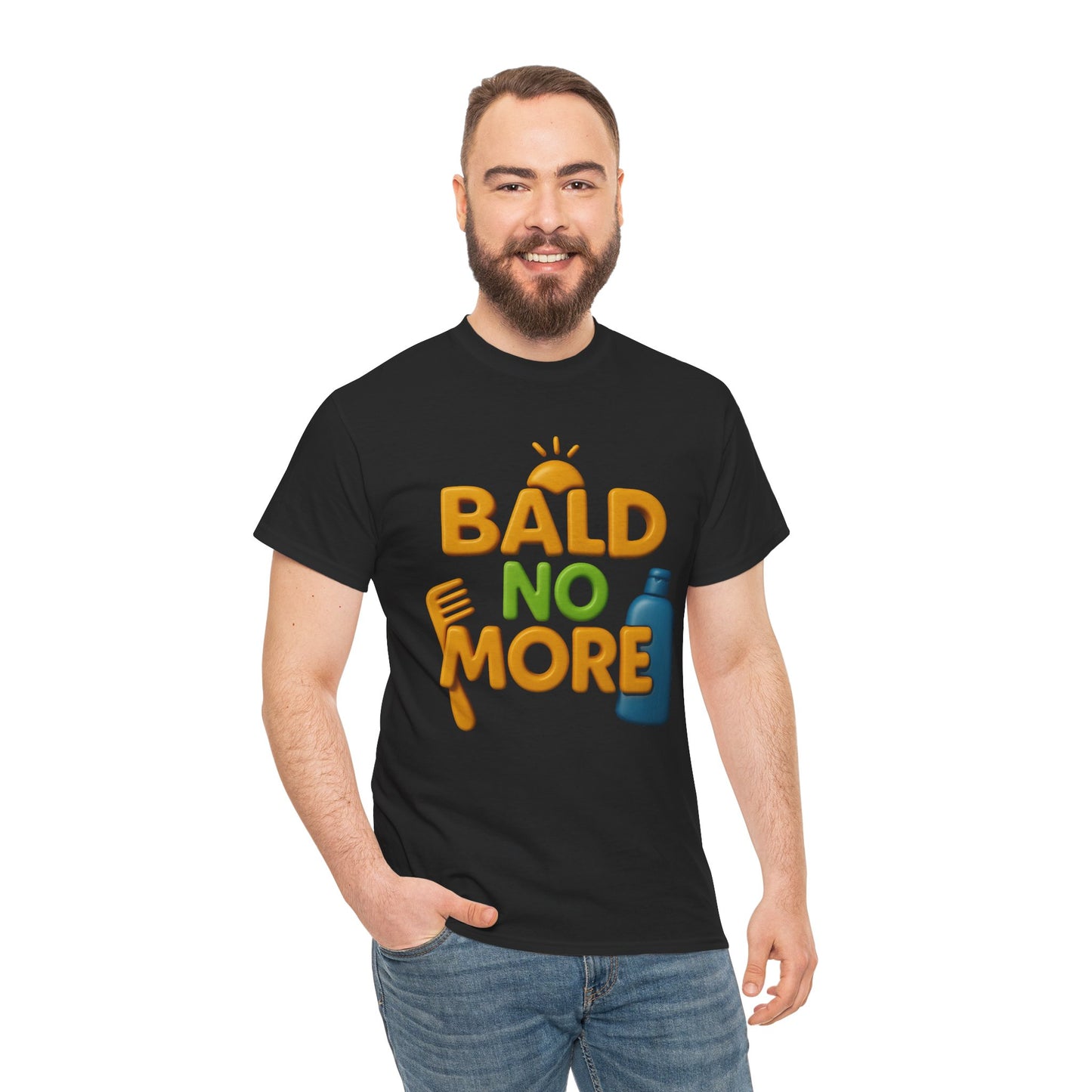 Bald No More Unisex Heavy Cotton Tee - Fun Graphic Shirt for Hair Enthusiasts