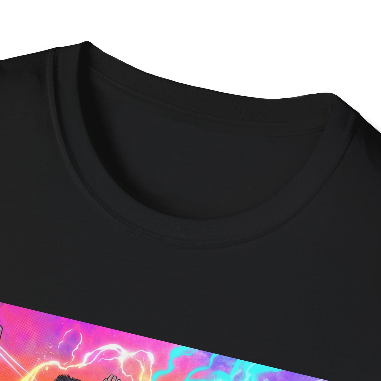 Galaxy 360 Pop Band Graphic T-Shirt — Retro Neon Concert Tee