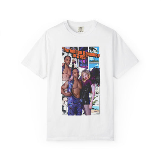 Retro Beach Romance T-Shirt — "Forbidden Romance 02.2195" Graphic Tee