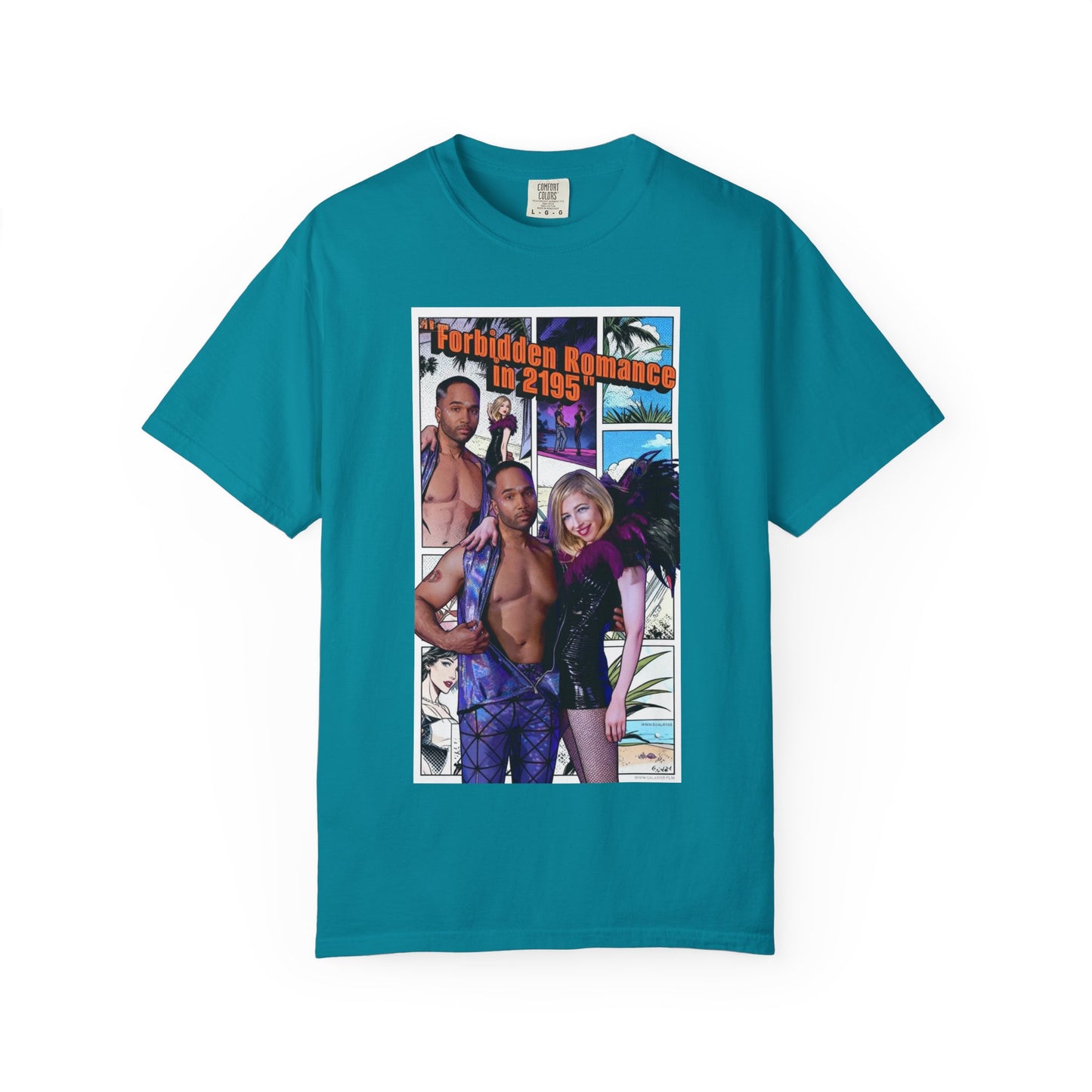 Retro Beach Romance T-Shirt — "Forbidden Romance 02.2195" Graphic Tee