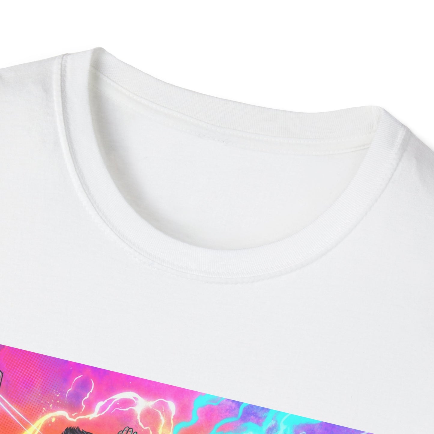 Galaxy 360 Pop Band Graphic T-Shirt — Retro Neon Concert Tee