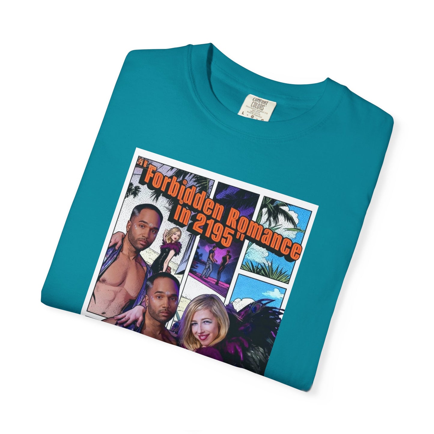 Retro Beach Romance T-Shirt — "Forbidden Romance 02.2195" Graphic Tee