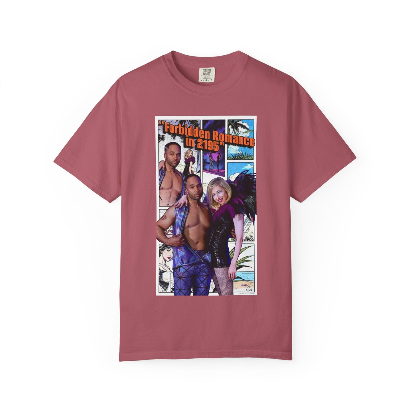 Retro Beach Romance T-Shirt — "Forbidden Romance 02.2195" Graphic Tee