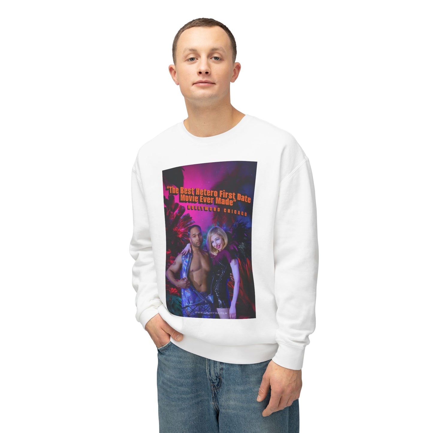 Galaxy 360 Movie Poster Crewneck Sweatshirt — "The Best Horror First Date Movie Ever Made"