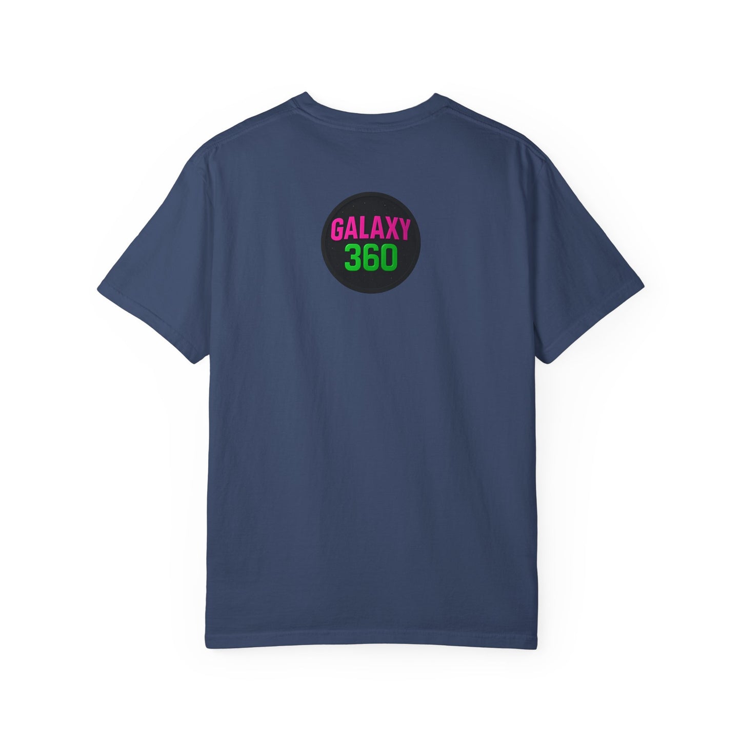 "Iconic Comedy" T-Shirt — Retro Bubble Text Tee with Galaxy 360 Back Logo