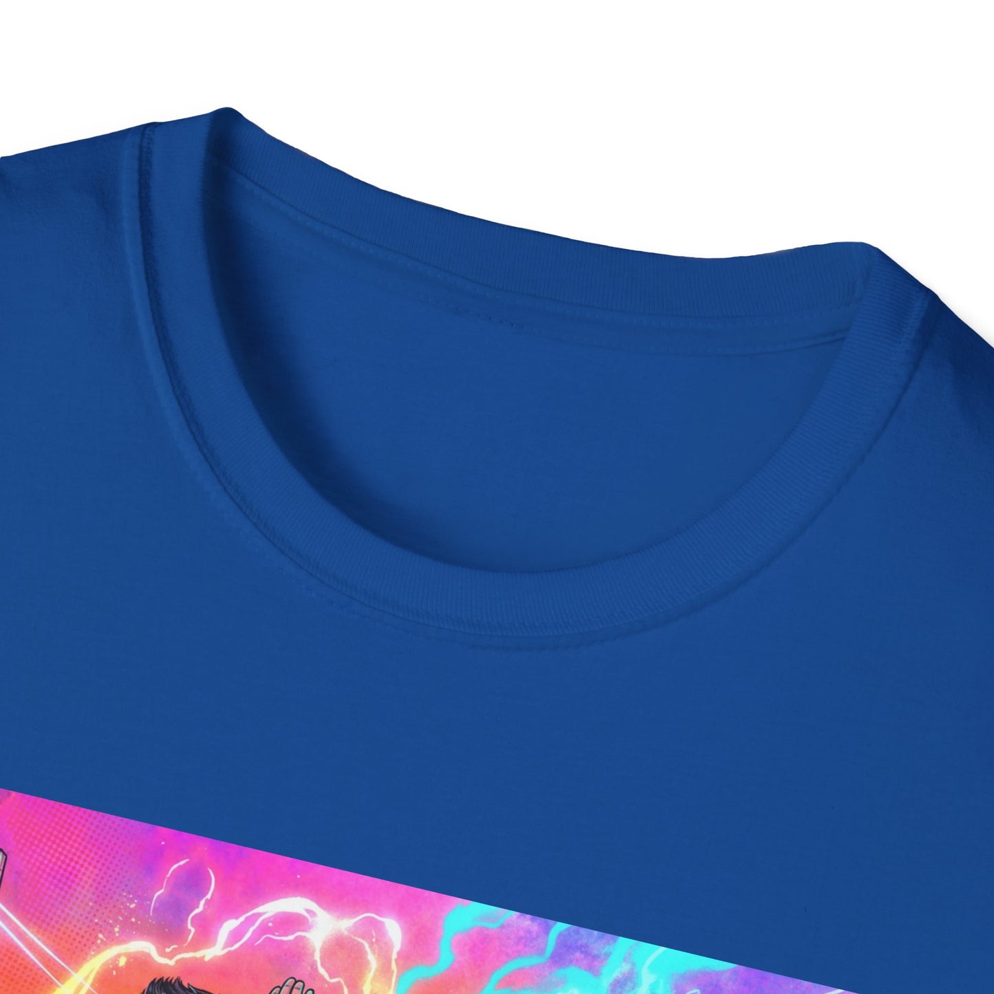 Galaxy 360 Pop Band Graphic T-Shirt — Retro Neon Concert Tee
