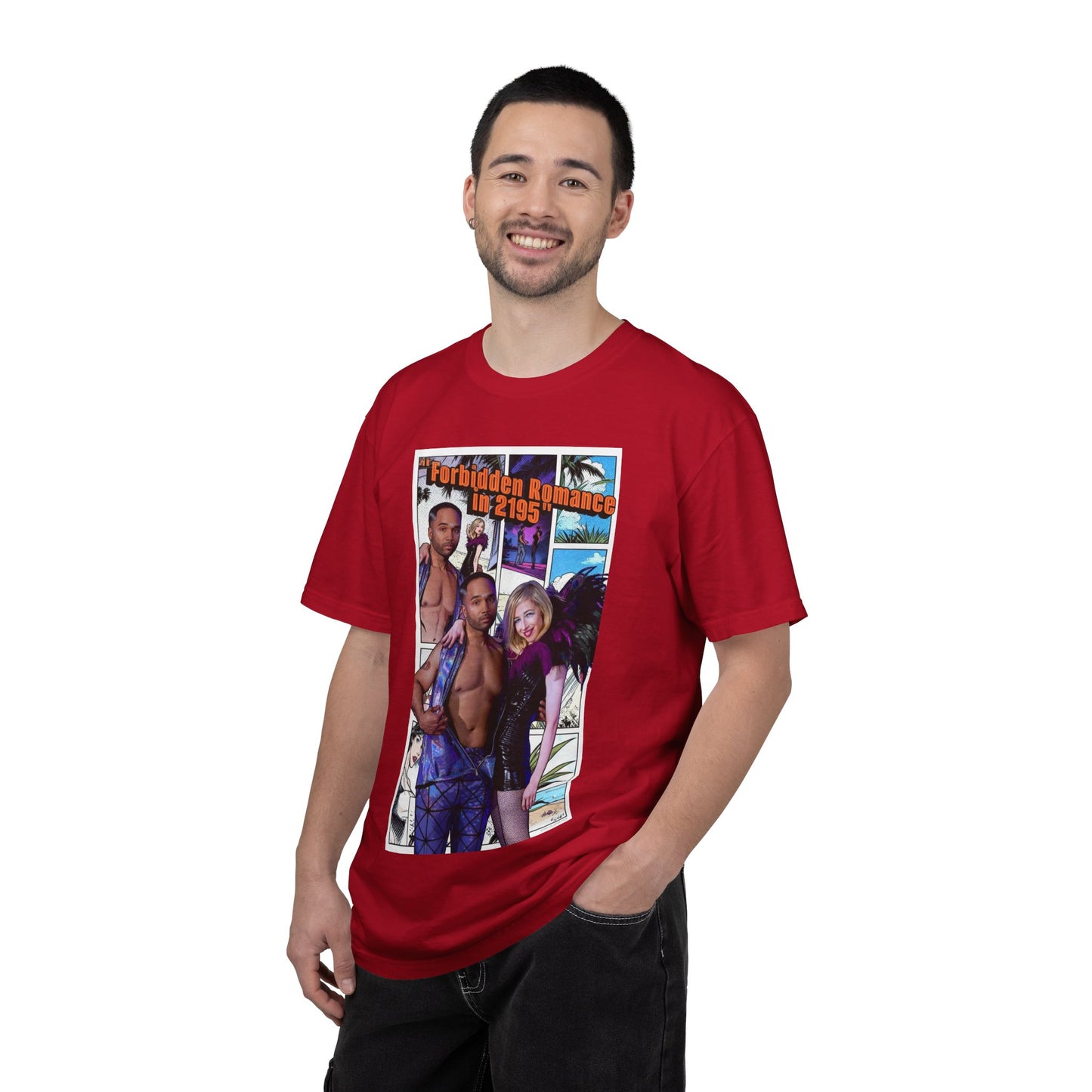 Retro Beach Romance T-Shirt — "Forbidden Romance 02.2195" Graphic Tee