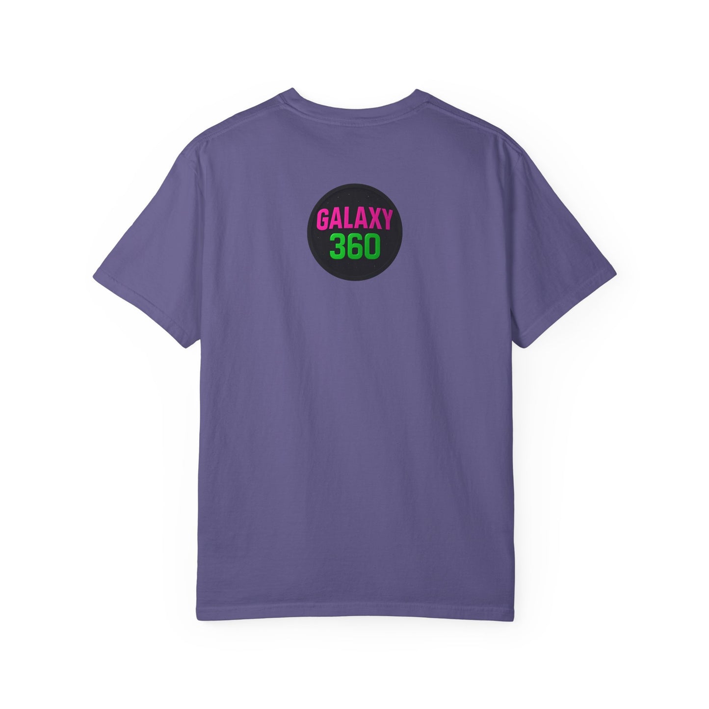 "Iconic Comedy" T-Shirt — Retro Bubble Text Tee with Galaxy 360 Back Logo
